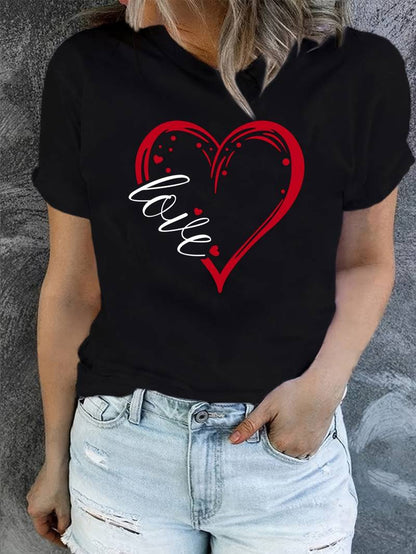 Casuais T-Shirt com Estampa de Amor para Mulher | Perfeito para a primavera/verão