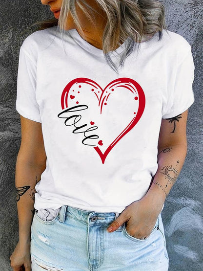 Casuais T-Shirt com Estampa de Amor para Mulher | Perfeito para a primavera/verão