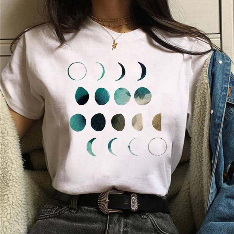 Retro T-Shirt com Designs de Lua para Mulher | Perfeito para a primavera/verão