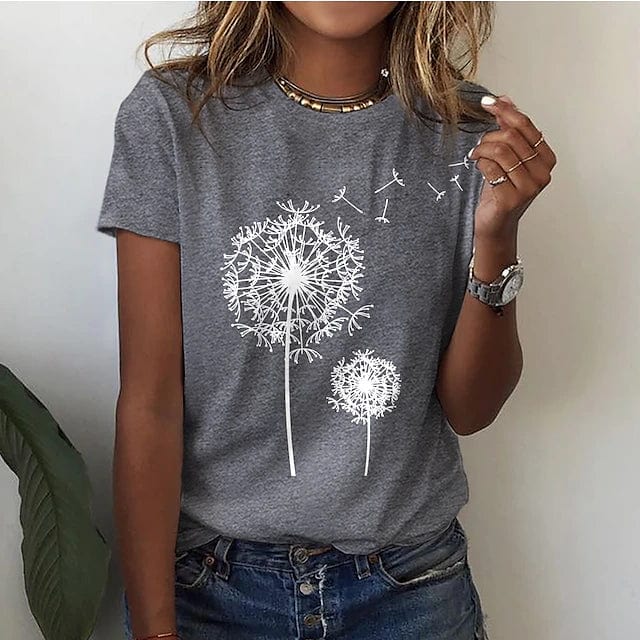 Vindima T-Shirt com Estampa de Dente-de-Leão para Mulher | Perfeito para a primavera/verão