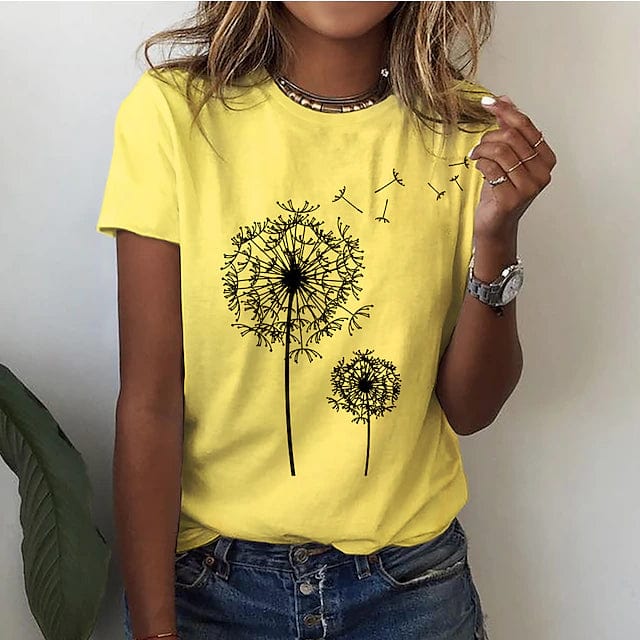 Vindima T-Shirt com Estampa de Dente-de-Leão para Mulher | Perfeito para a primavera/verão