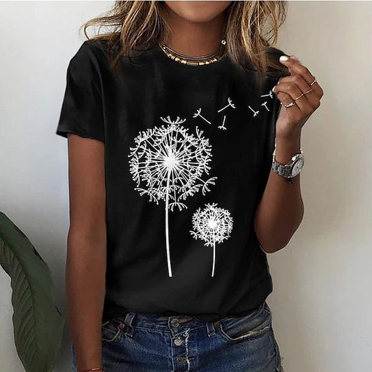 Vindima T-Shirt com Estampa de Dente-de-Leão para Mulher | Perfeito para a primavera/verão