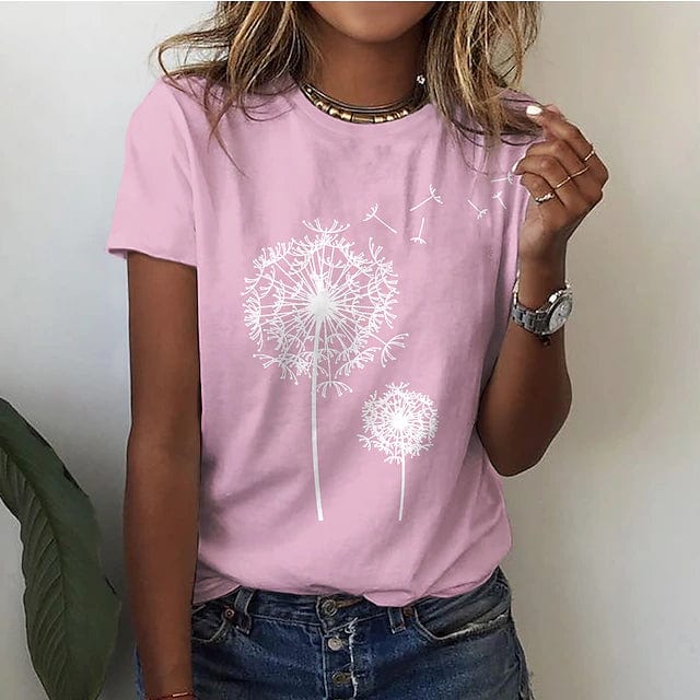 Vindima T-Shirt com Estampa de Dente-de-Leão para Mulher | Perfeito para a primavera/verão